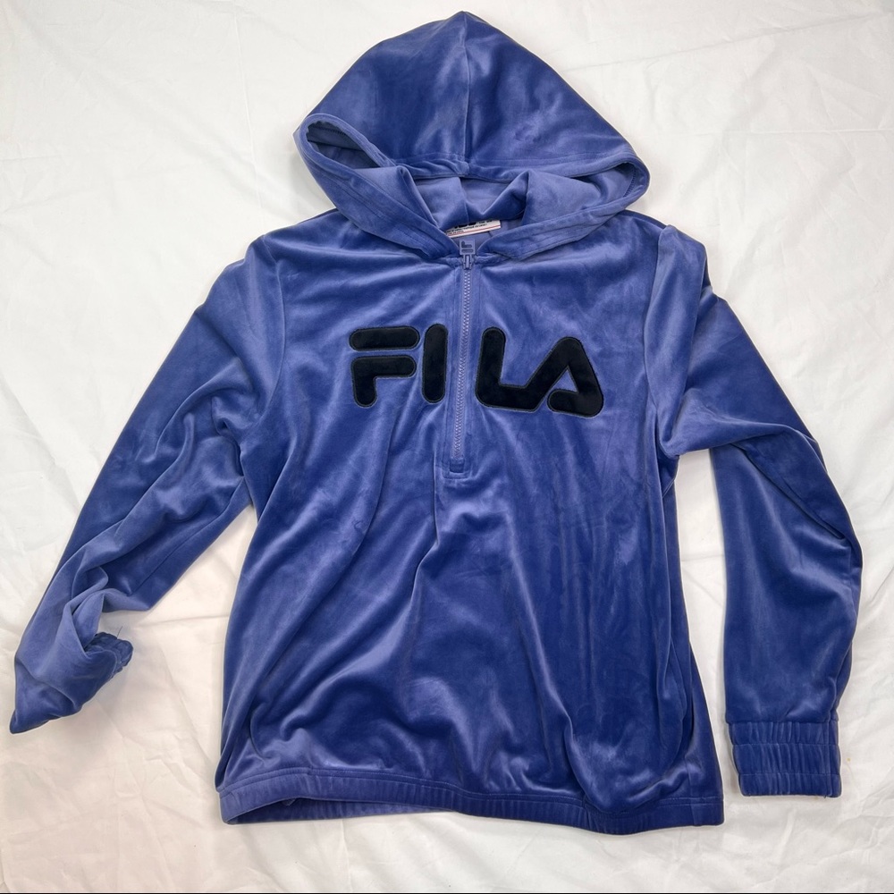 Vintage FILA Womens Purple 1/2 Zip Hoodie Pullover Sweatshirt Six M A050122